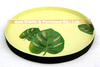 Round Bamboo Lacquer Tray 